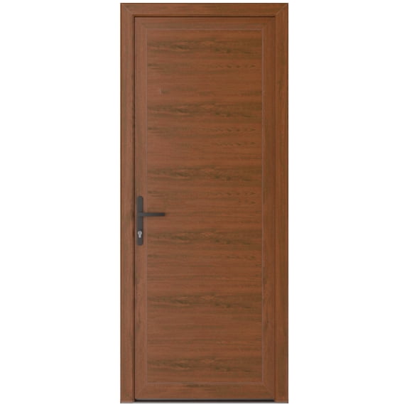 Front Exterior Prehung Metal-Plastic Door Frosted Glass | Manux 8111 Walnut | Office Commercial and Residential Doors Entrance Patio Garage W36x80 Right-hand