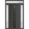 thumbnail image 1 of Front Exterior Prehung Metal-Plastic Door Frosted Glass | Manux 8112 Antracite Grey | 2 Side and Top Sidelite Transom | Office Commercial and Residential Doors Patio 68x94 W16+36+16x80+14 Left-hand, 1 of 5