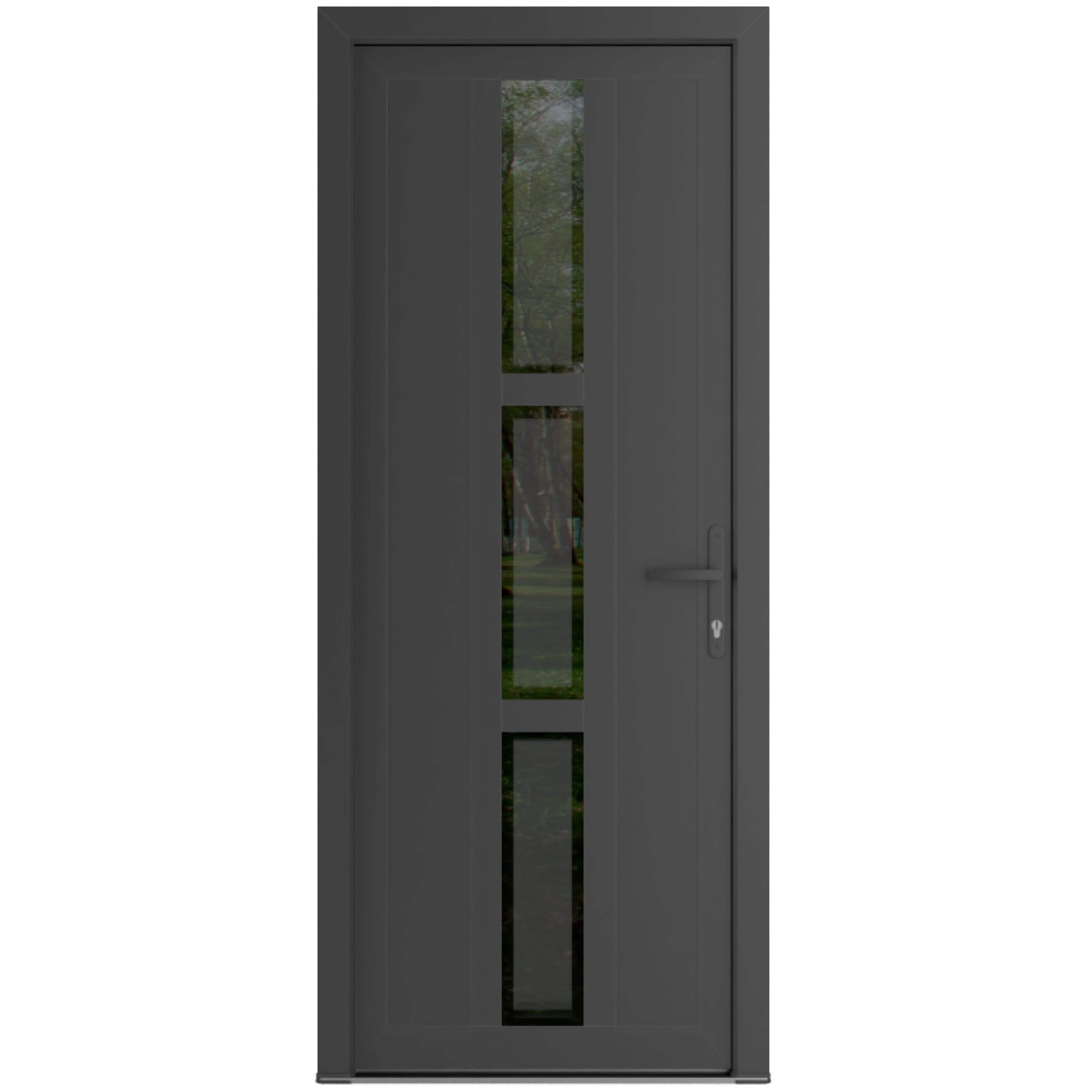 Front Exterior Prehung Metal-Plastic Door Frosted Glass | Manux 8112 Antracite Grey | Office Commercial and Residential Doors Entrance Patio Garage W36x80 Left-hand