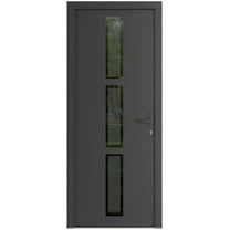 Front Exterior Prehung Metal-Plastic Door Frosted Glass | Manux 8112 Antracite Grey | Office Commercial and Residential Doors Entrance Patio Garage W36x80 Left-hand