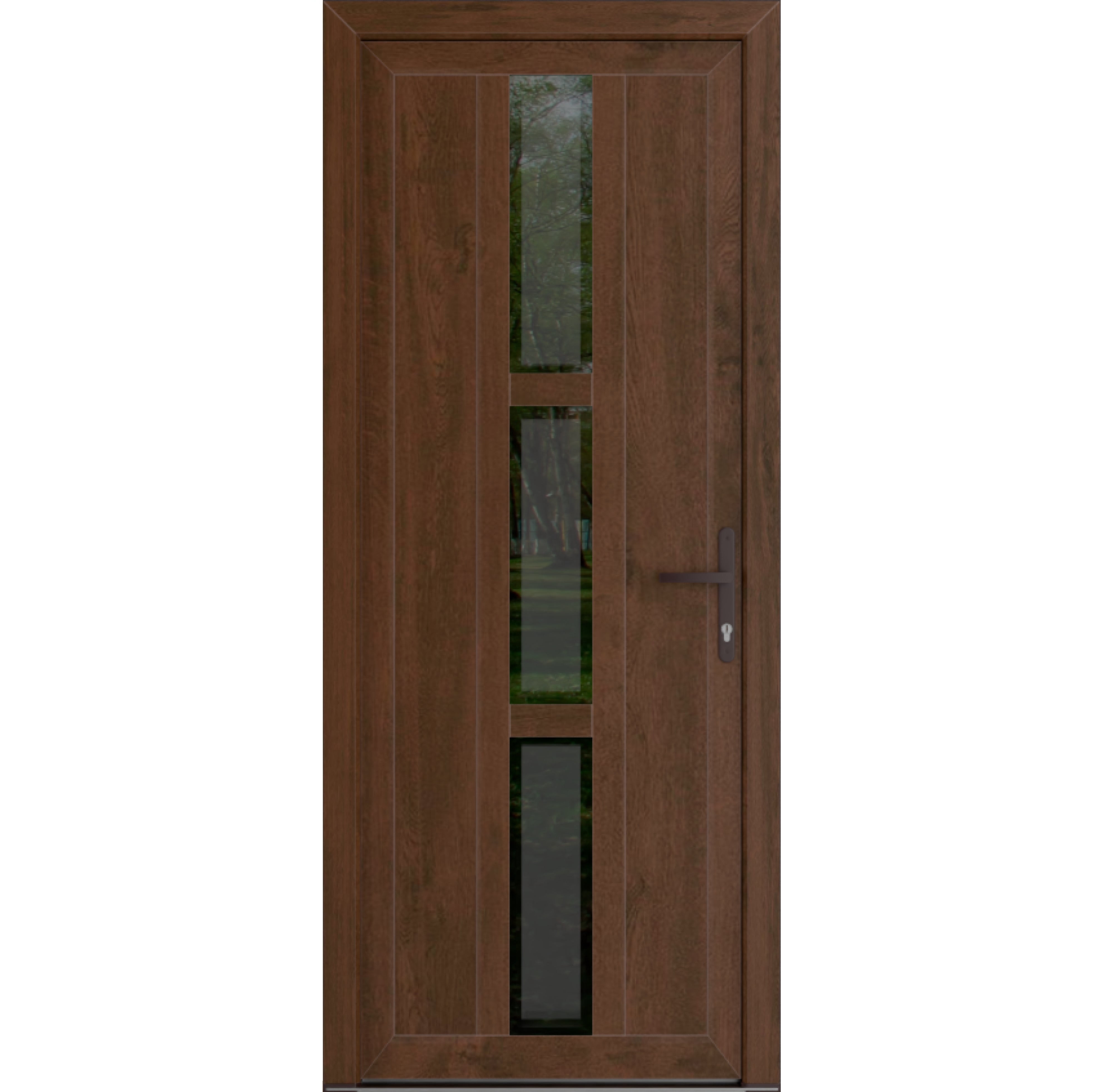 Front Exterior Prehung Metal-Plastic Door Frosted Glass | Manux 8112 Walnut | Office Commercial and Residential Doors Entrance Patio Garage W36x80 Left-hand