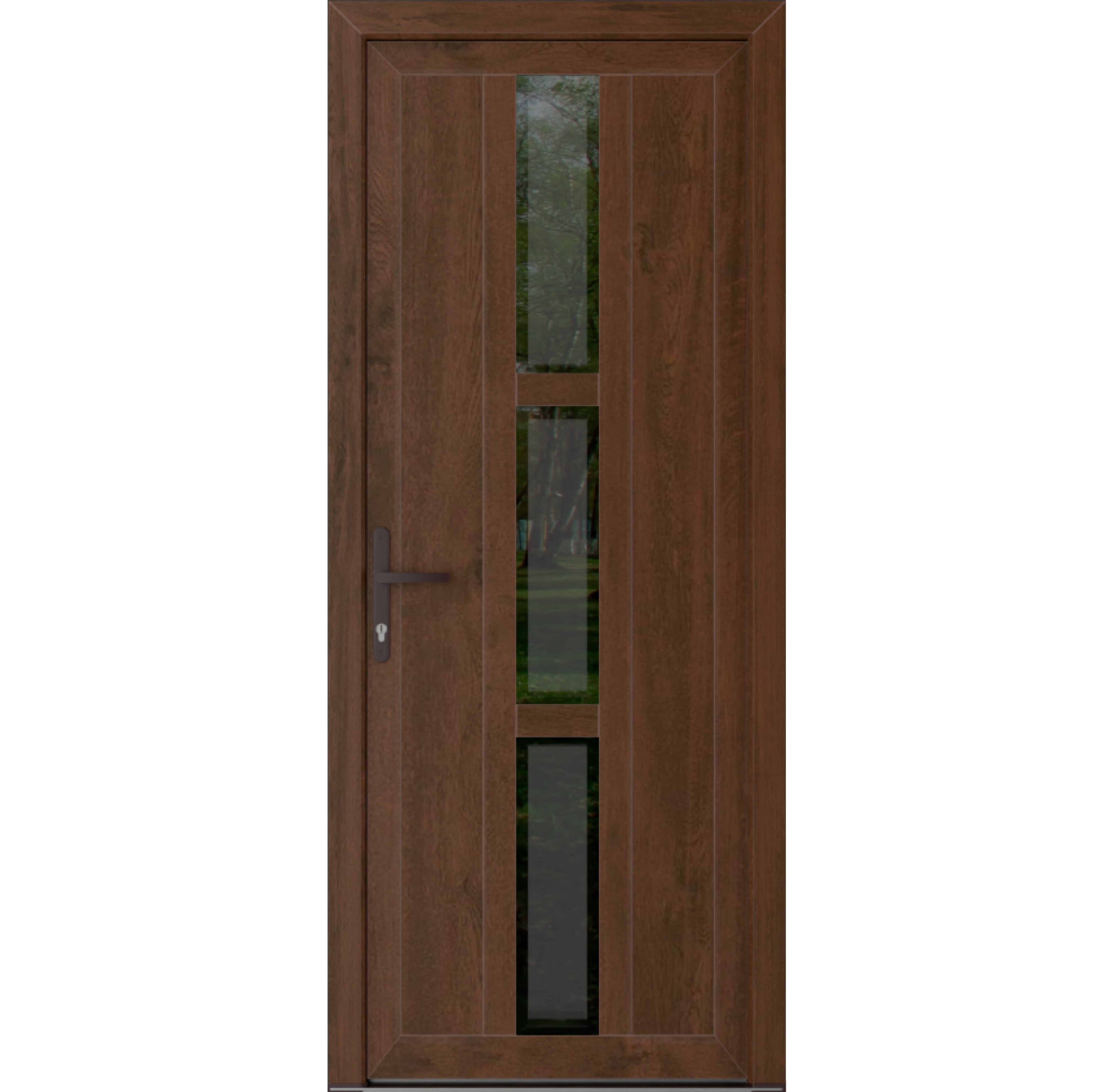 Front Exterior Prehung Metal-Plastic Door Frosted Glass | Manux 8112 Walnut | Office Commercial and Residential Doors Entrance Patio Garage W36x80 Right-hand