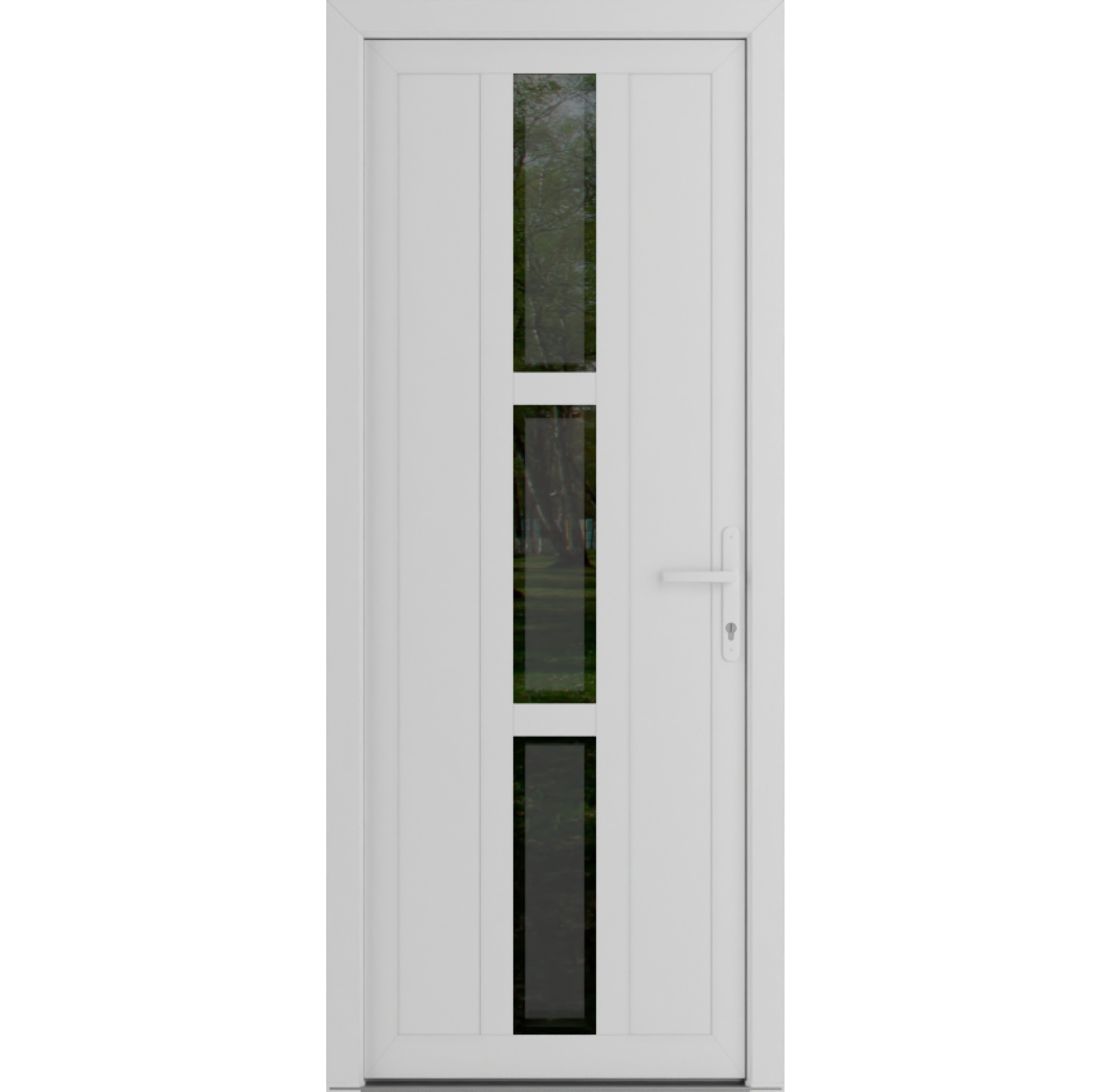 Front Exterior Prehung Metal-Plastic Door Frosted Glass | Manux 8112 White Silk | Office Commercial and Residential Doors Entrance Patio Garage W36x80 Left-hand