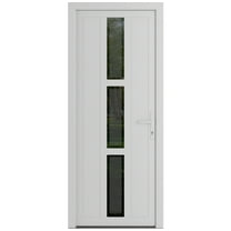 Front Exterior Prehung Metal-Plastic Door Frosted Glass | Manux 8112 White Silk | Office Commercial and Residential Doors Entrance Patio Garage W36x80 Left-hand