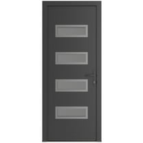 Front Exterior Prehung Metal-Plastic Door Frosted Glass | Manux 8113 Antracite Grey | Office Commercial and Residential Doors Entrance Patio Garage W32x80 Left-hand