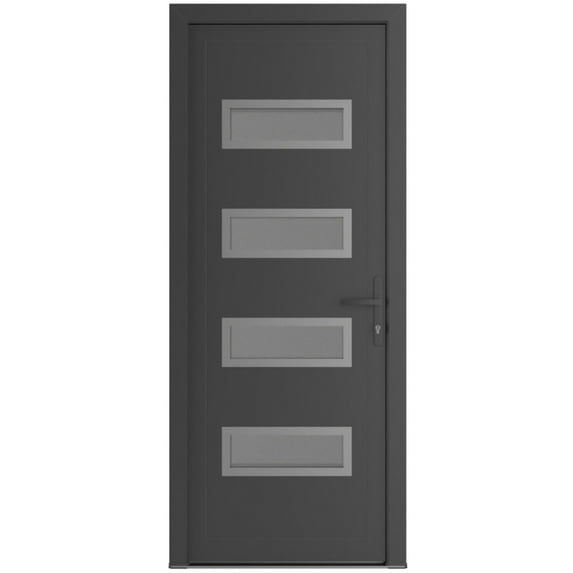 Front Exterior Prehung Metal-Plastic Door Frosted Glass | Manux 8113 Antracite Grey | Office Commercial and Residential Doors Entrance Patio Garage W36x80 Left-hand