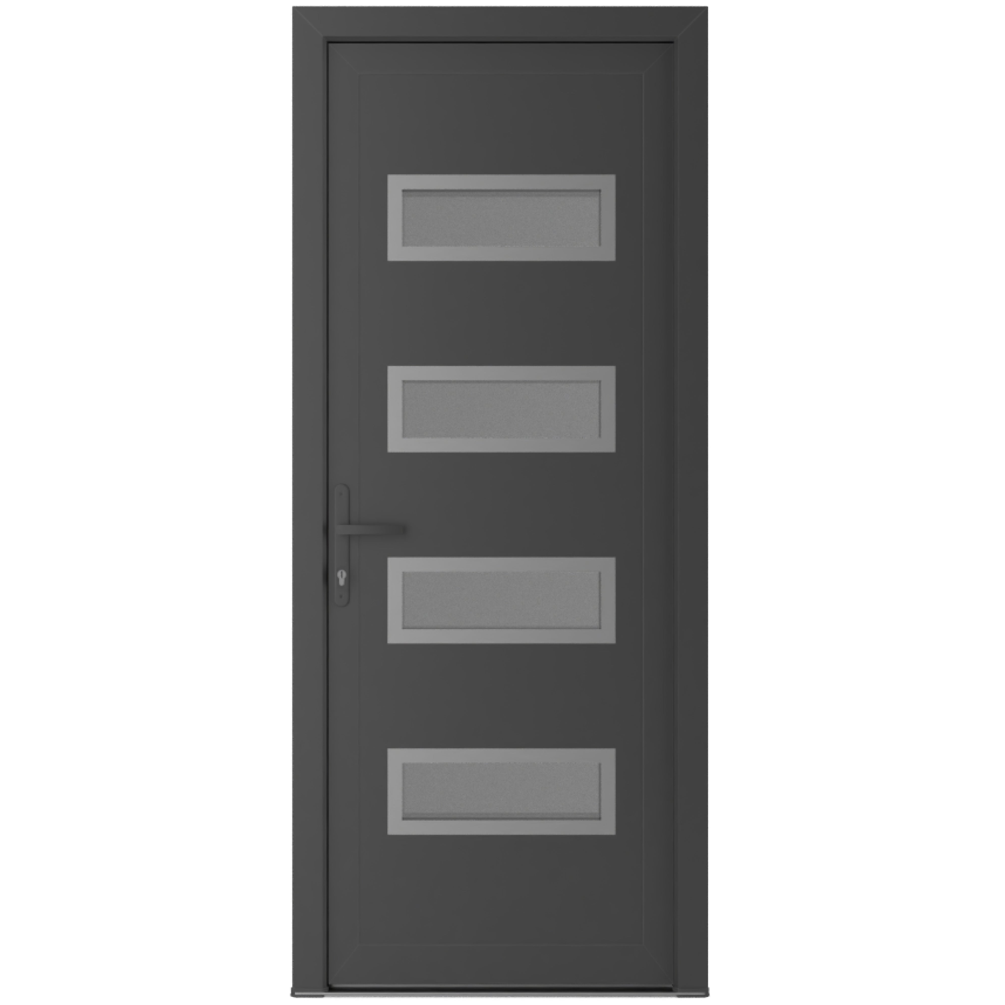 Front Exterior Prehung Metal-Plastic Door Frosted Glass | Manux 8113 Antracite Grey | Office Commercial and Residential Doors Entrance Patio Garage W36x80 Right-hand