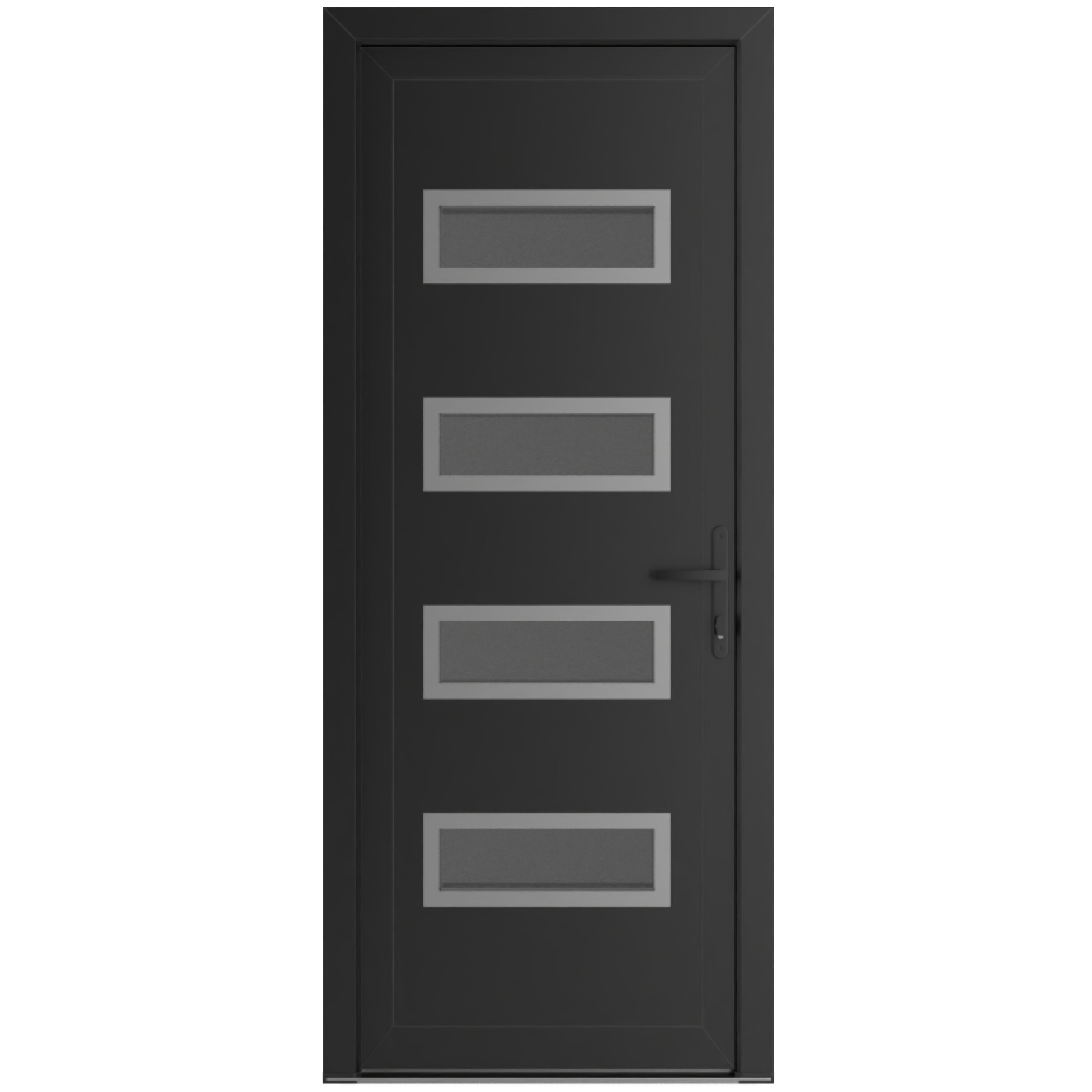 Front Exterior Prehung Metal-Plastic Door Frosted Glass | Manux 8113 Matte Black | Office Commercial and Residential Doors Entrance Patio Garage W32x80 Left-hand