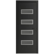 Front Exterior Prehung Metal-Plastic Door Frosted Glass | Manux 8113 Matte Black | Office Commercial and Residential Doors Entrance Patio Garage W32x80 Left-hand