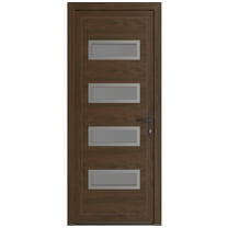 Front Exterior Prehung Metal-Plastic Door Frosted Glass | Manux 8113 Walnut | Office Commercial and Residential Doors Entrance Patio Garage W32x80 Left-hand