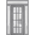 thumbnail image 1 of Front Exterior Prehung Metal-Plastic Door Frosted Glass / Manux 8312 Grey Ash / 2 Side and Top Window / Office Commercial and Residential Doors Entrance Patio Garage 68" x 96" Right-hand Inswing, 1 of 5