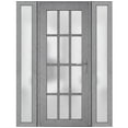 thumbnail image 1 of Front Exterior Prehung Metal-Plastic Door Frosted Glass / Manux 8312 Grey Ash / 2 Side Windows / Office Commercial and Residential Doors Entrance Patio Garage 68" x 80" Left-hand Inswing, 1 of 6