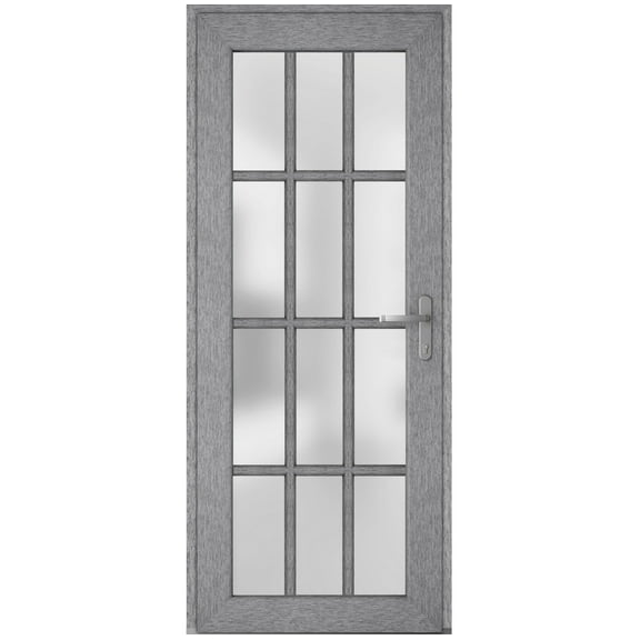 Front Exterior Prehung Metal-Plastic Door Frosted Glass / Manux 8312 Grey Ash / Office Commercial and Residential Doors Entrance Patio Garage 36" x 80" Left-hand Inswing