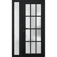 thumbnail image 1 of Front Exterior Prehung Metal-Plastic Door Frosted Glass / Manux 8312 Matte Black / Side Window / Office Commercial and Residential Doors Entrance Patio Garage 52" x 80" Right-hand Inswing, 1 of 6