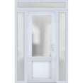 thumbnail image 1 of Front Exterior Prehung Metal-Plastic Door Frosted Glass / Manux 8422 White Silk / 2 Side and Top Window / Office Commercial and Residential Doors Entrance Patio Garage 68" x 96" Left-hand Inswing, 1 of 7