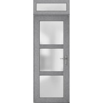 Front Exterior Prehung Metal-Plastic Door Frosted Glass / Manux 8552 Grey Ash / Top Window / Office Commercial and Residential Doors Entrance Patio Garage 36" x 94" Left-hand Inswing