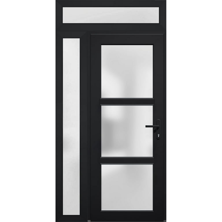 Front Exterior Prehung Metal-Plastic Door Frosted Glass / Manux