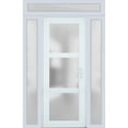 thumbnail image 1 of Front Exterior Prehung Metal-Plastic Door Frosted Glass / Manux 8552 White Silk / 2 Side and Top Window / Office Commercial and Residential Doors Entrance Patio Garage 68" x 94" Left-hand Inswing, 1 of 6