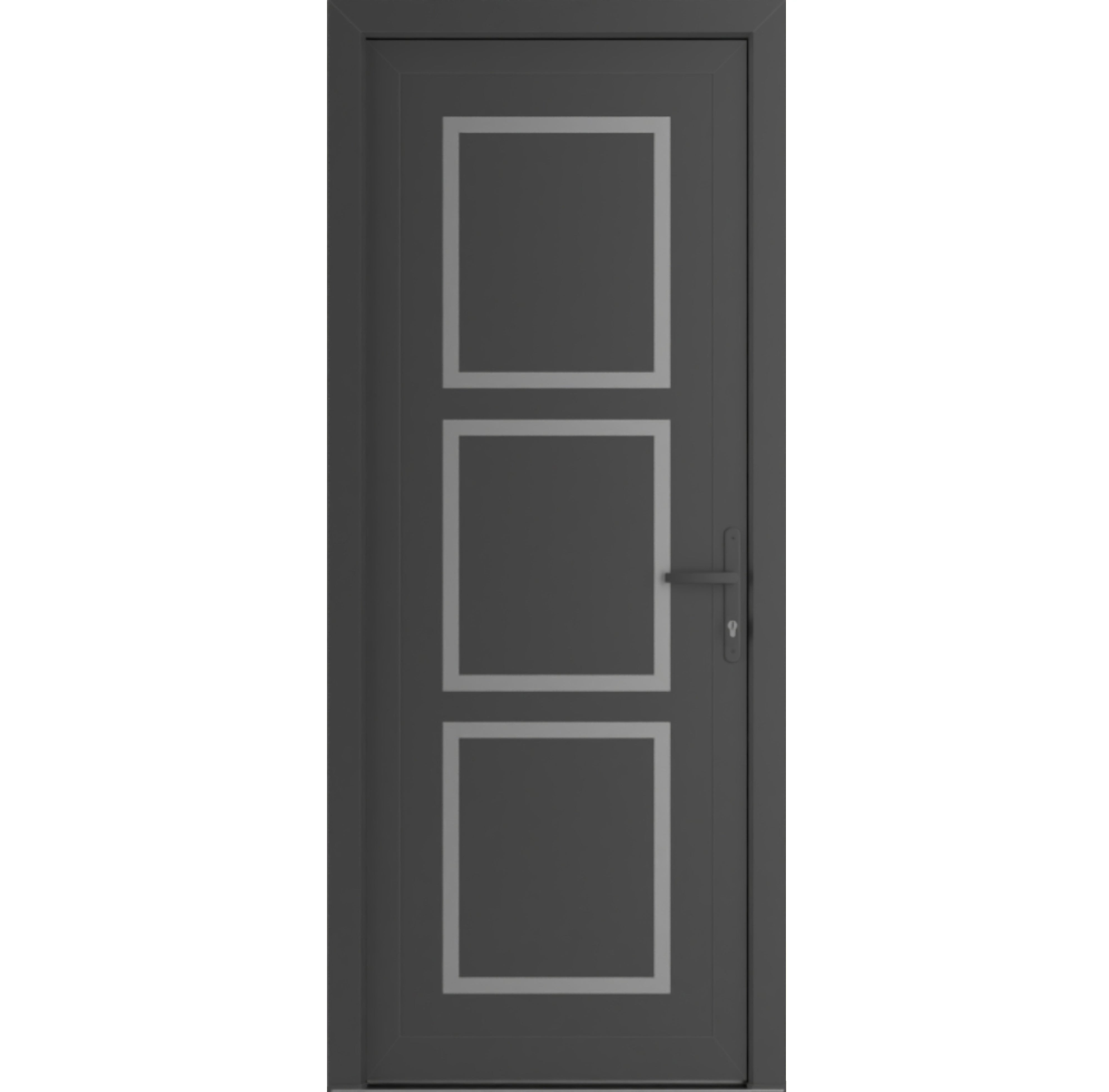 Front Exterior Prehung Metal-Plastic Door Frosted Glass | Manux 8661 Antracite Grey | Office Commercial and Residential Doors Entrance Patio Garage W36x80 Left-hand