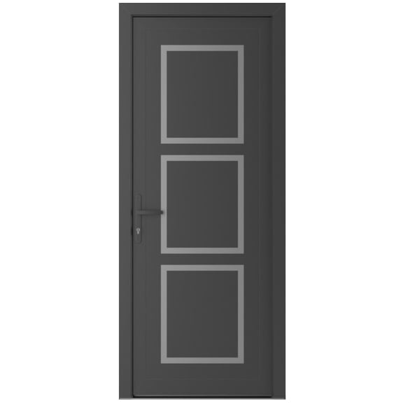 Front Exterior Prehung Metal-Plastic Door Frosted Glass | Manux 8661 Antracite Grey | Office Commercial and Residential Doors Entrance Patio Garage W36x80 Right-hand