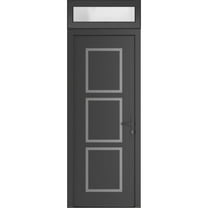 Front Exterior Prehung Metal-Plastic Door Frosted Glass | Manux 8661 Antracite Grey | Top Sidelite Transom | Office Commercial and Residential Doors Entrance Patio Garage 36x94 (W36x80 14) Left-hand