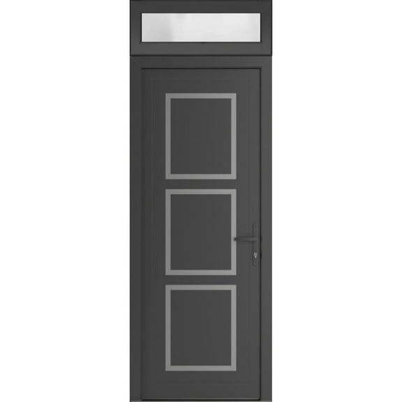 Front Exterior Prehung Metal-Plastic Door Frosted Glass | Manux 8661 Antracite Grey | Top Sidelite Transom | Office Commercial and Residential Doors Entrance Patio Garage 36x94 (W36x80+14) Left-hand