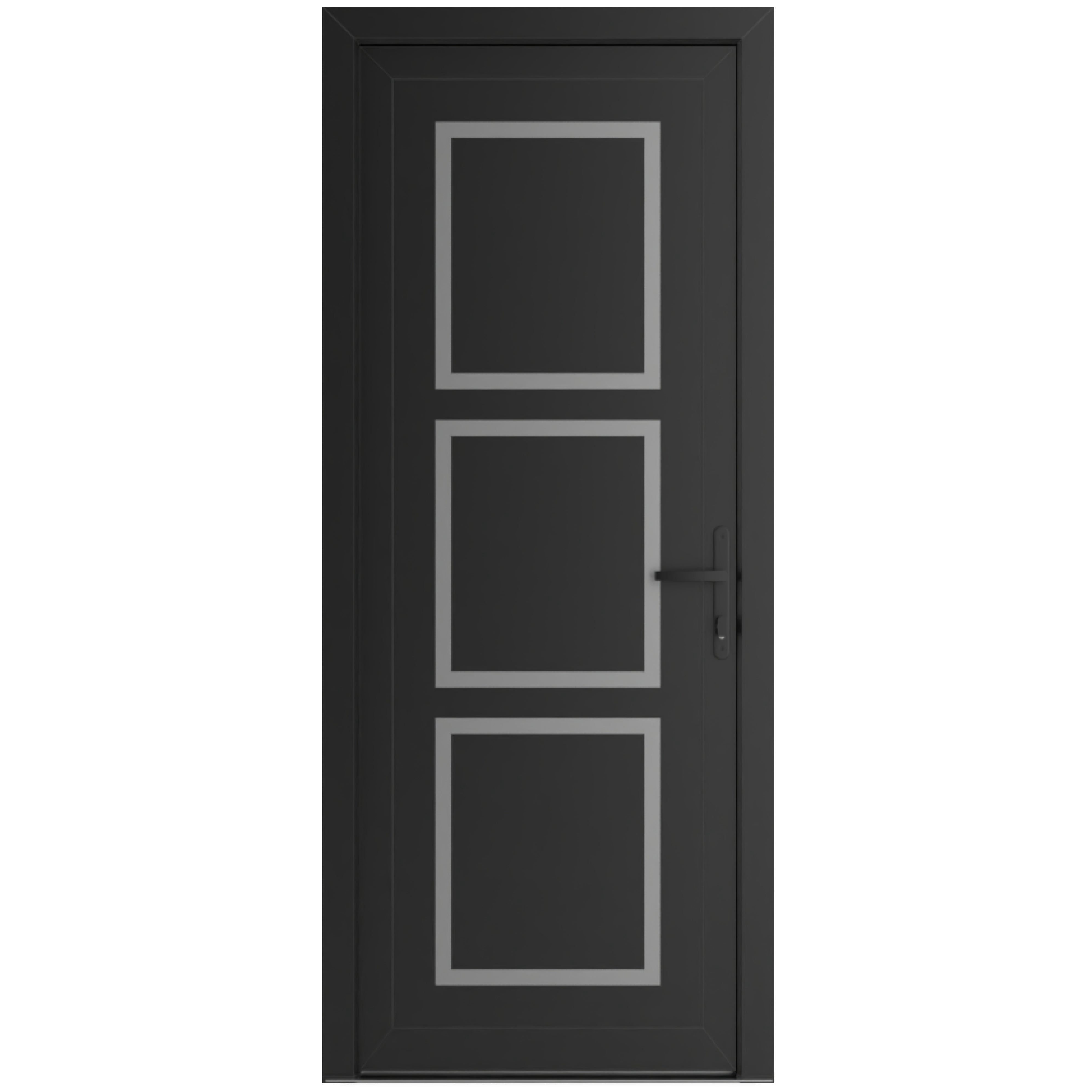 Front Exterior Prehung Metal-Plastic Door Frosted Glass | Manux 8661 Matte Black | Office Commercial and Residential Doors Entrance Patio Garage W36x80 Left-hand