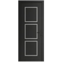 Front Exterior Prehung Metal-Plastic Door Frosted Glass | Manux 8661 Matte Black | Office Commercial and Residential Doors Entrance Patio Garage W36x80 Left-hand
