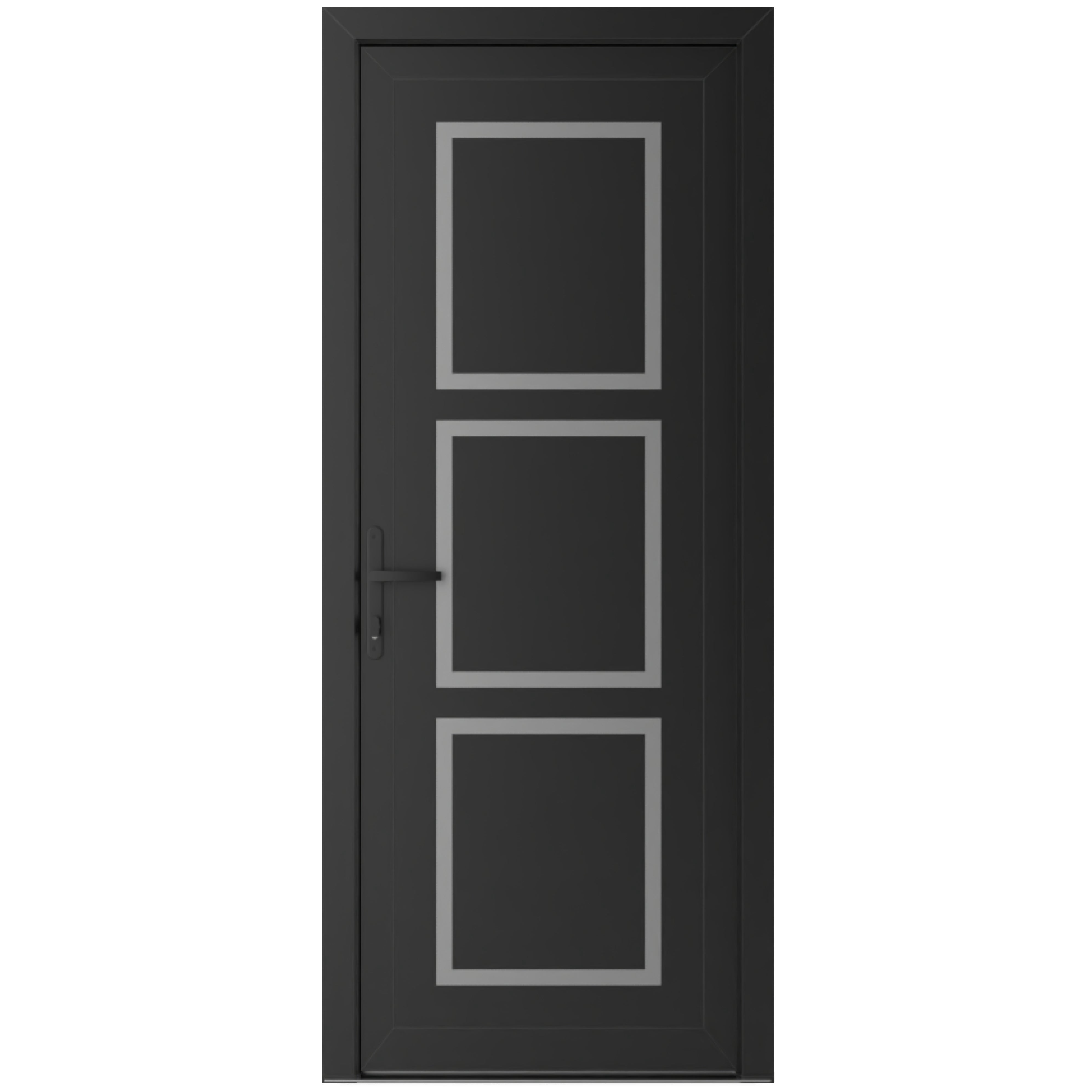 Front Exterior Prehung Metal-Plastic Door Frosted Glass | Manux 8661 Matte Black | Office Commercial and Residential Doors Entrance Patio Garage W36x80 Right-hand