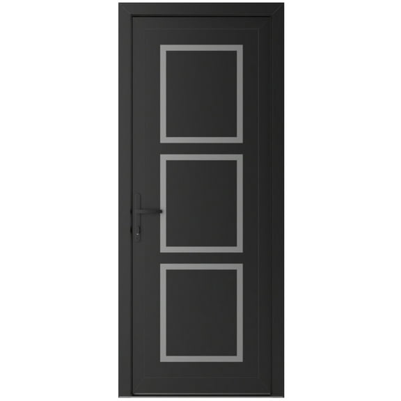 Front Exterior Prehung Metal-Plastic Door Frosted Glass | Manux 8661 Matte Black | Office Commercial and Residential Doors Entrance Patio Garage W36x80 Right-hand