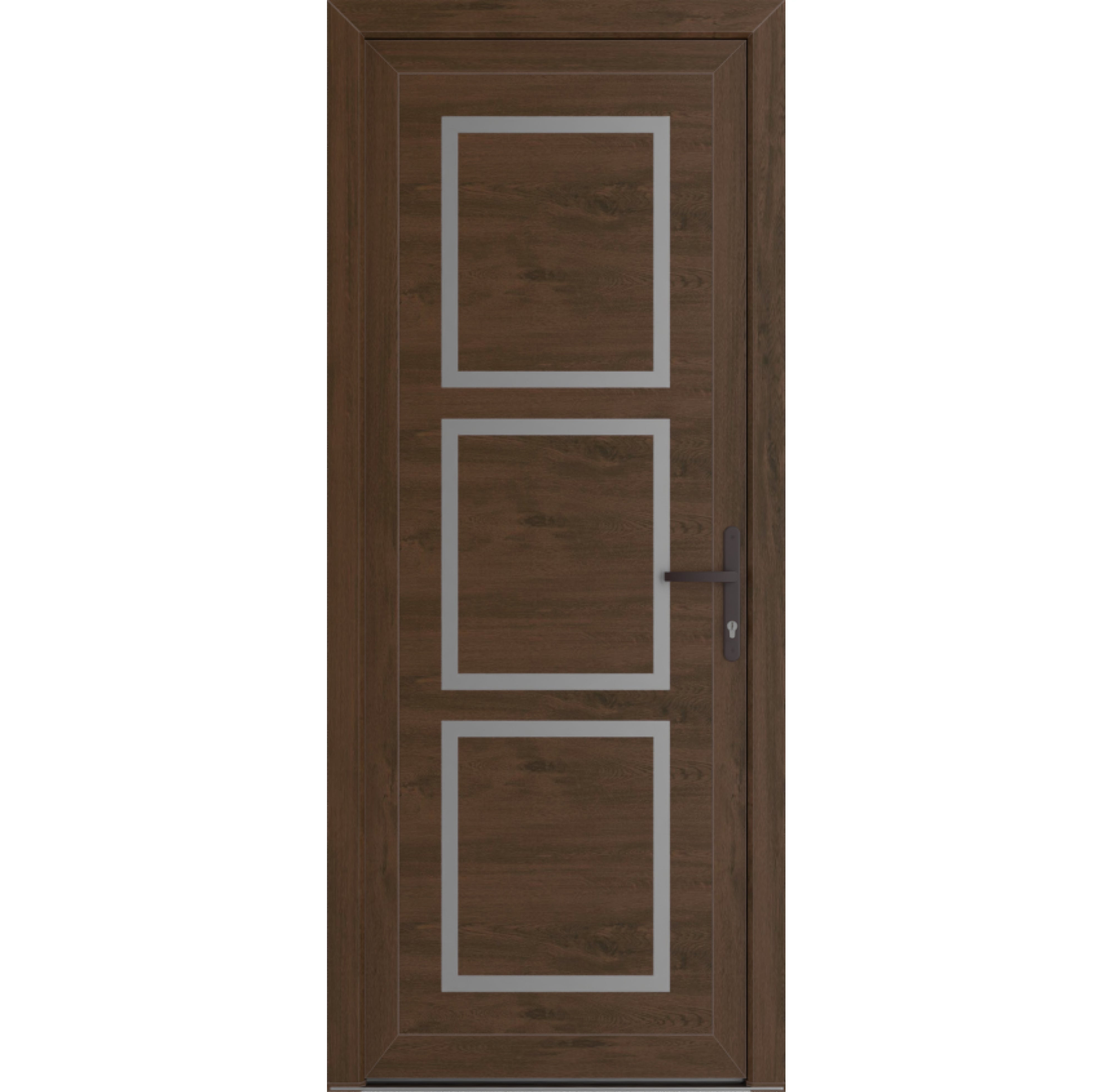 Front Exterior Prehung Metal-Plastic Door Frosted Glass | Manux 8661 Walnut | Office Commercial and Residential Doors Entrance Patio Garage W36x80 Left-hand