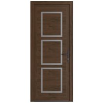 Front Exterior Prehung Metal-Plastic Door Frosted Glass | Manux 8661 Walnut | Office Commercial and Residential Doors Entrance Patio Garage W36x80 Left-hand