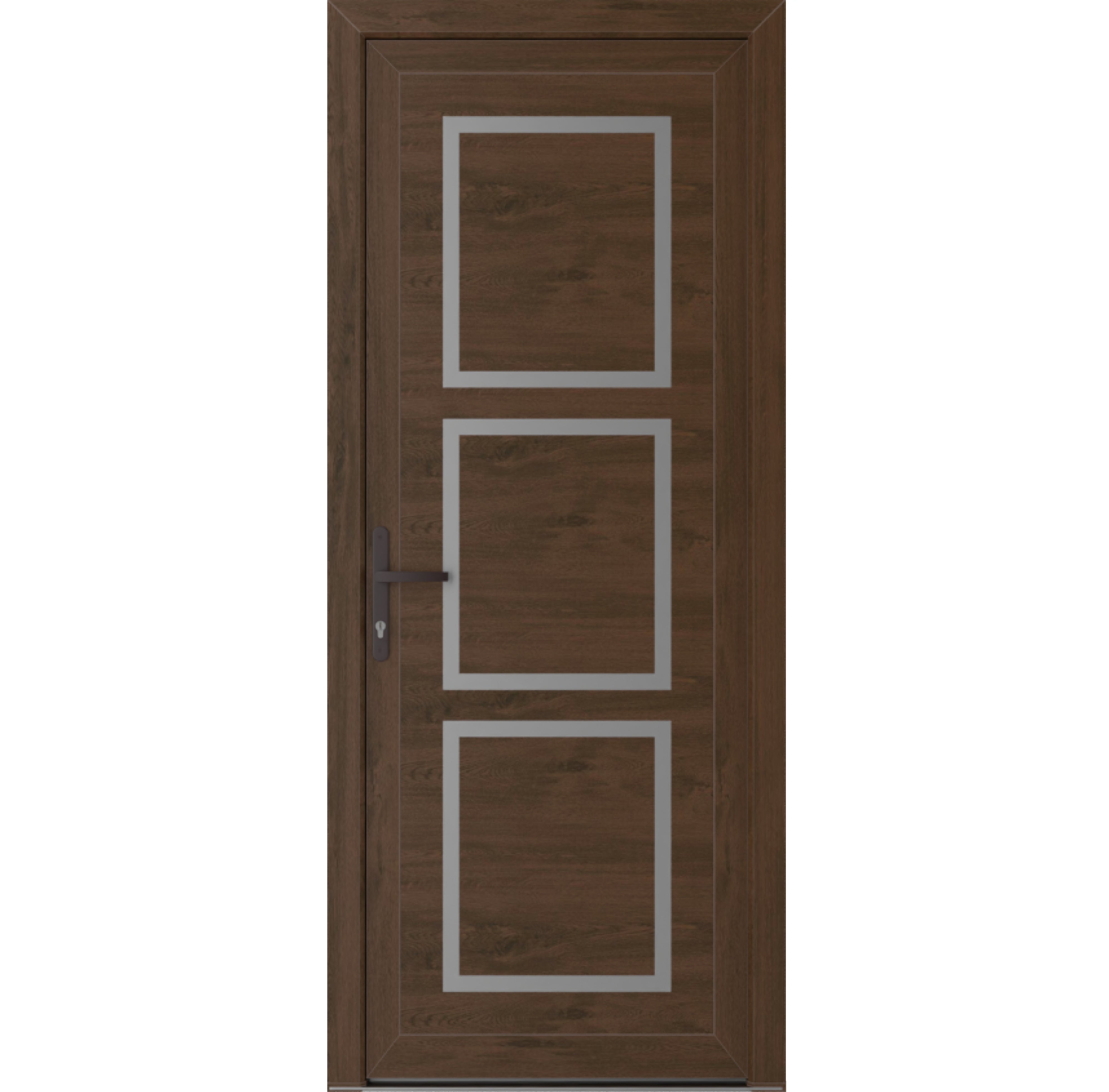 Front Exterior Prehung Metal-Plastic Door Frosted Glass | Manux 8661 Walnut | Office Commercial and Residential Doors Entrance Patio Garage W36x80 Right-hand