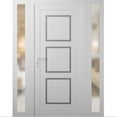 thumbnail image 1 of Front Exterior Prehung Metal-Plastic Door Frosted Glass | Manux 8661 White Silk | 2 Side Sidelite Transoms | Office Commercial and Residential Doors Patio Garage 68x80 (W16+36+16x80) Right-hand, 1 of 6