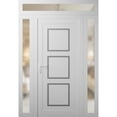 thumbnail image 1 of Front Exterior Prehung Metal-Plastic Door Frosted Glass | Manux 8661 White Silk | 2 Side and Top Sidelite Transom | Office Commercial and Residential Doors Patio 68x94 (W16+36+16x80+14) Right-hand, 1 of 5