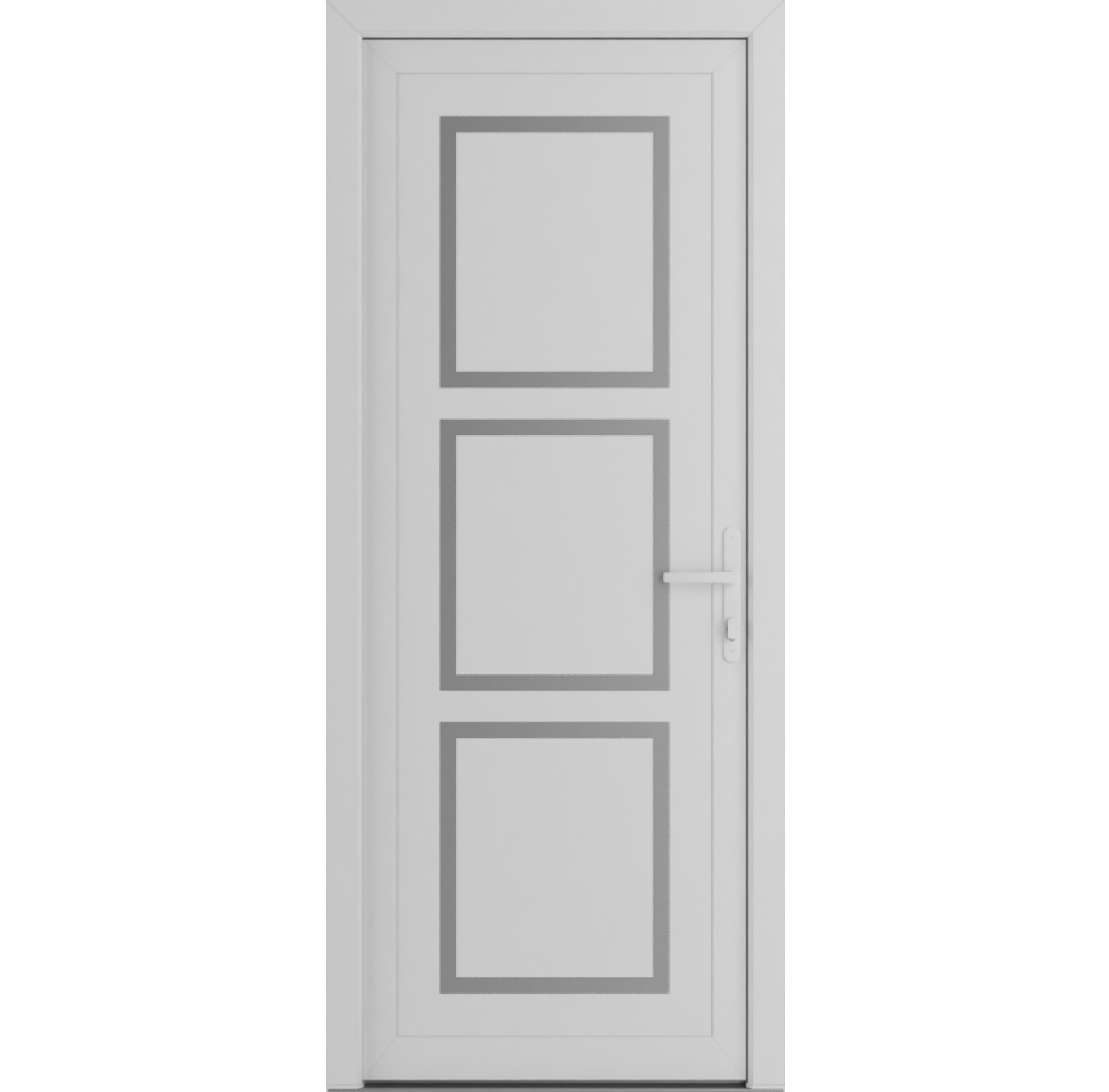 Front Exterior Prehung Metal-Plastic Door Frosted Glass | Manux 8661 White Silk | Office Commercial and Residential Doors Entrance Patio Garage W36x80 Left-hand