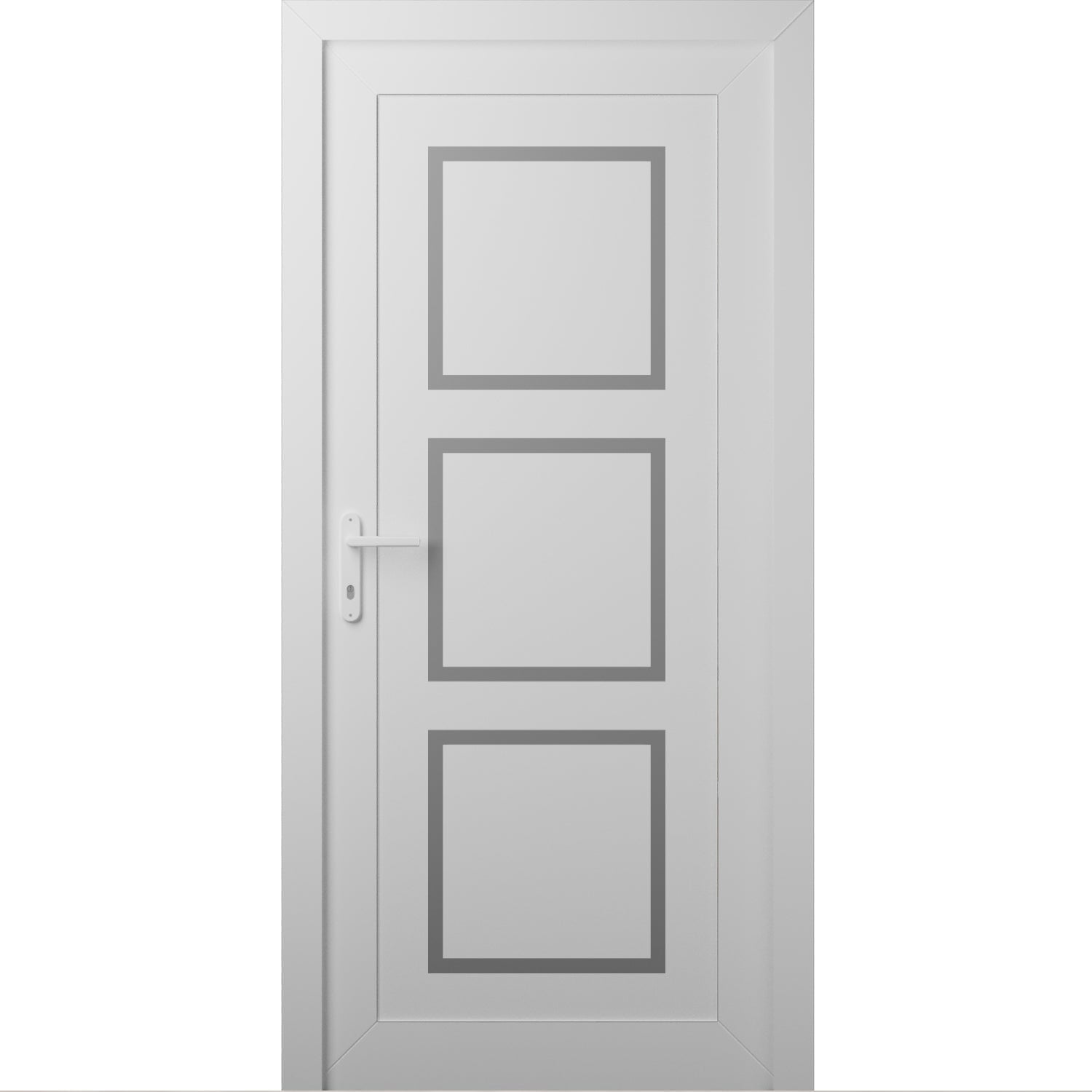 Front Exterior Prehung Metal-Plastic Door Frosted Glass | Manux 8661 White Silk | Office Commercial and Residential Doors Entrance Patio Garage W36x80 Right-hand