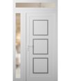 thumbnail image 1 of Front Exterior Prehung Metal-Plastic Door Frosted Glass | Manux 8661 White Silk | Side and Top Sidelite Transom | Office Commercial and Residential Doors Patio Garage 48x94 (W36+12x80+14) Right-hand, 1 of 6