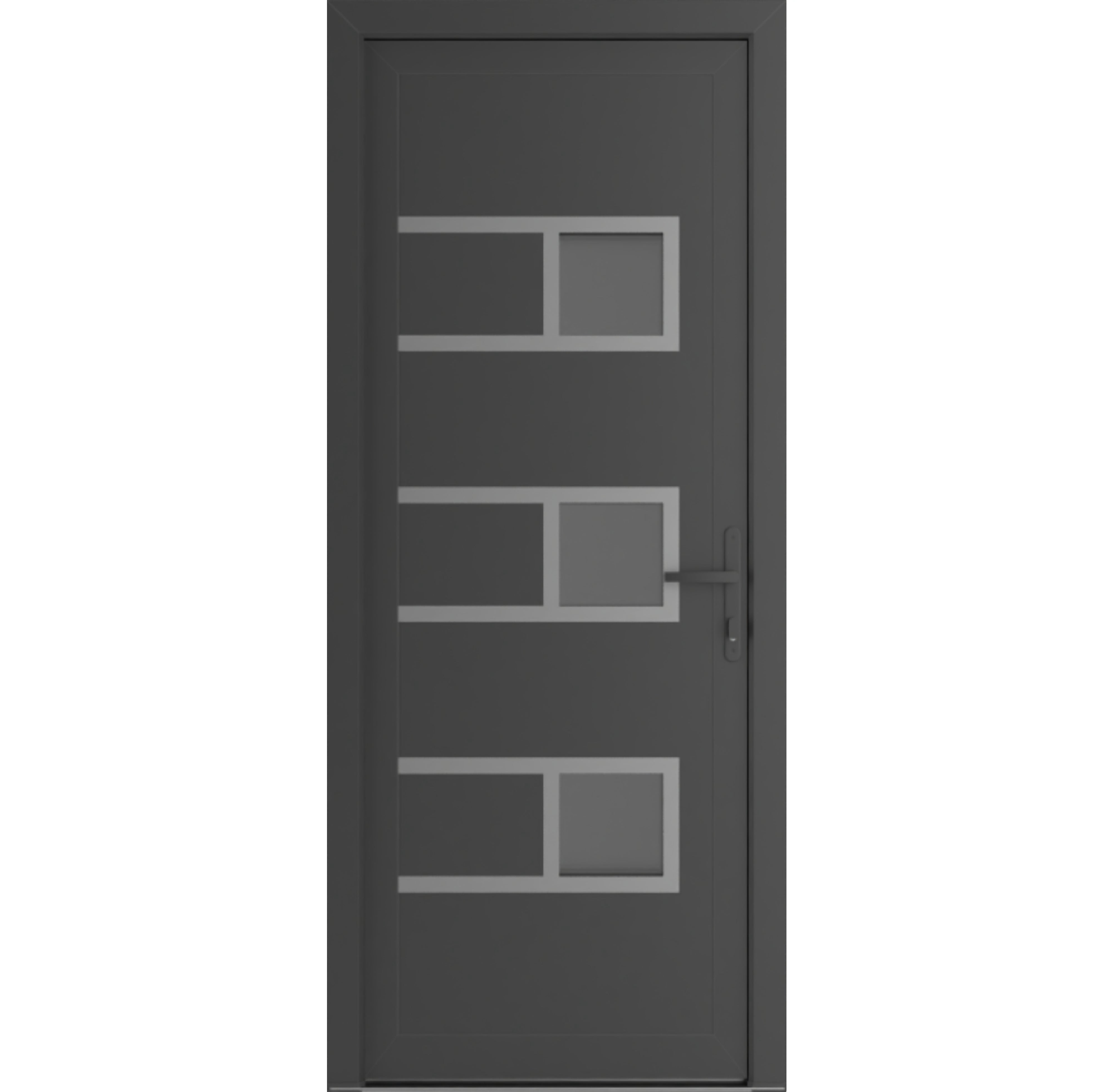 Front Exterior Prehung Metal-Plastic Door Frosted Glass | Manux 8933 Antracite Grey | Office Commercial and Residential Doors Entrance Patio Garage W32x80 Left-hand
