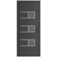 thumbnail image 1 of Front Exterior Prehung Metal-Plastic Door Frosted Glass | Manux 8933 Antracite Grey | Office Commercial and Residential Doors Entrance Patio Garage W32x80 Left-hand, 1 of 5