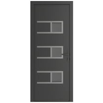 Front Exterior Prehung Metal-Plastic Door Frosted Glass | Manux 8933 Antracite Grey | Office Commercial and Residential Doors Entrance Patio Garage W32x80 Left-hand