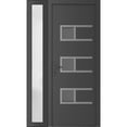 thumbnail image 1 of Front Exterior Prehung Metal-Plastic Door Frosted Glass | Manux 8933 Antracite Grey | Side Sidelite Transom | Office Commercial and Residential Doors Patio Garage 42x80 (W30+12x80) Right-hand, 1 of 5