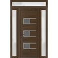 thumbnail image 1 of Front Exterior Prehung Metal-Plastic Door Frosted Glass | Manux 8933 Walnut | 2 Side and Top Sidelite Transom | Office Commercial and Residential Doors Patio 68x94 (W16+36+16x80+14) Right-hand, 1 of 6