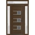thumbnail image 1 of Front Exterior Prehung Metal-Plastic Door Frosted Glass | Manux 8933 Walnut | 2 Side and Top Sidelite Transom | Office Commercial and Residential Doors Patio Garage 54x94 (W12+30+12x80+14) Left-hand, 1 of 5