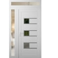 thumbnail image 1 of Front Exterior Prehung Metal-Plastic Door Frosted Glass | Manux 8933 White Silk | Side and Top Sidelite Transom | Office Commercial and Residential Doors Patio Garage 48x94 (W32+16x80+14) Right-hand, 1 of 6