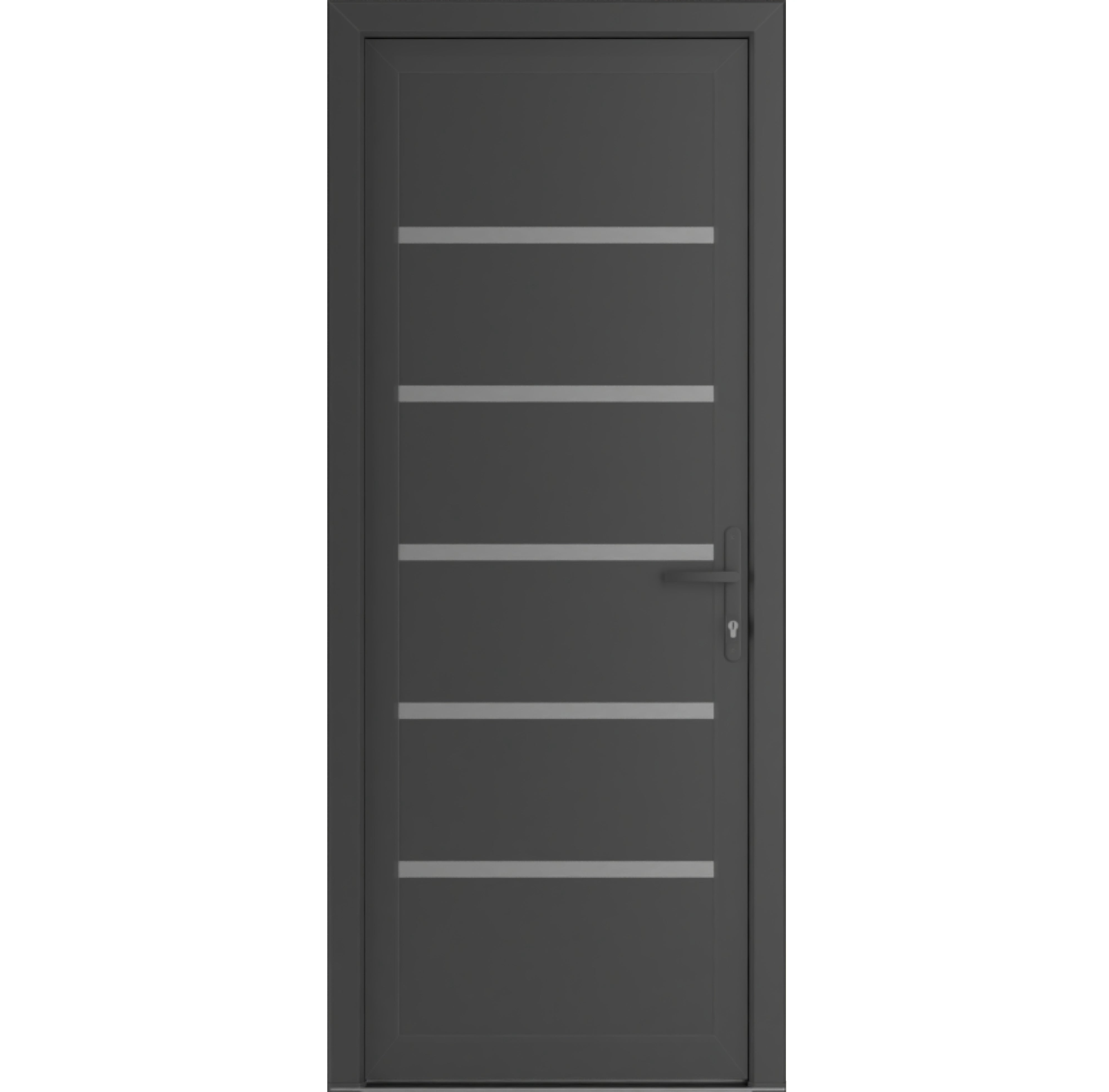 Front Exterior Prehung Metal-Plastic Door | Manux 8415 Antracite Grey | Office Commercial and Residential Doors Entrance Patio Garage W30x80 Left-hand