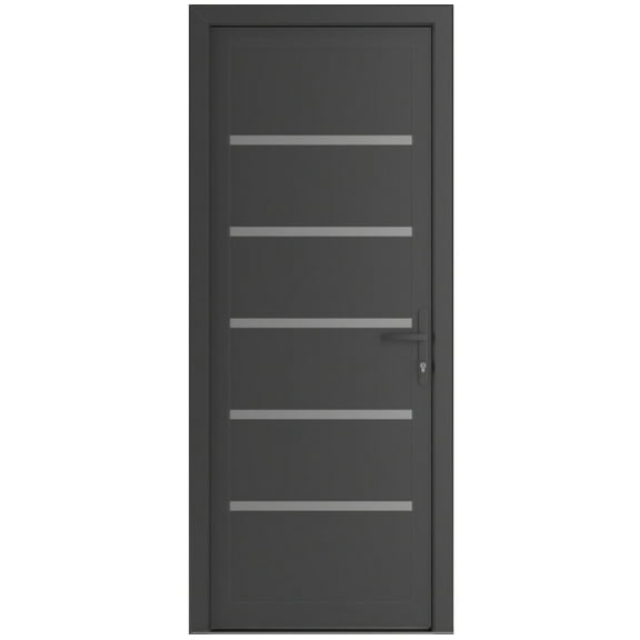 Front Exterior Prehung Metal-Plastic Door | Manux 8415 Antracite Grey | Office Commercial and Residential Doors Entrance Patio Garage W36x80 Left-hand