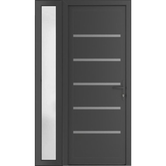 Front Exterior Prehung Metal-Plastic Door | Manux 8415 Antracite Grey | Side Sidelite Transom | Office Commercial and Residential Doors Entrance Patio Garage 48 x 80 (W32+16x80) Left-hand