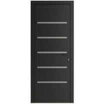 Front Exterior Prehung Metal-Plastic Door | Manux 8415 Matte Black | Office Commercial and Residential Doors Entrance Patio Garage W30x80 Left-hand