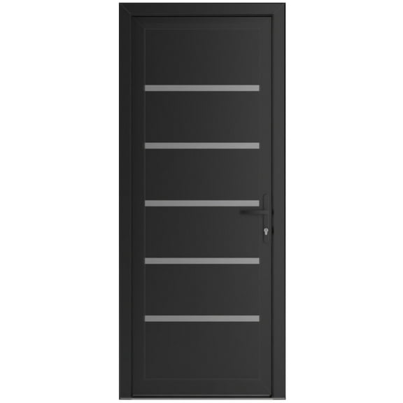 Front Exterior Prehung Metal-Plastic Door | Manux 8415 Matte Black | Office Commercial and Residential Doors Entrance Patio Garage W30x80 Left-hand